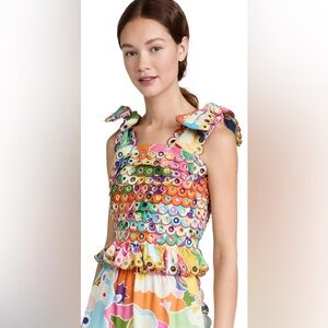 CeliaB Maia scalloped Top size Large cotton spandex